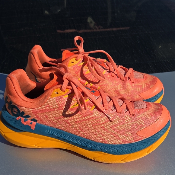 Hoka Women's Coral and Teal Athletic Shoes - Picture 2 of 8